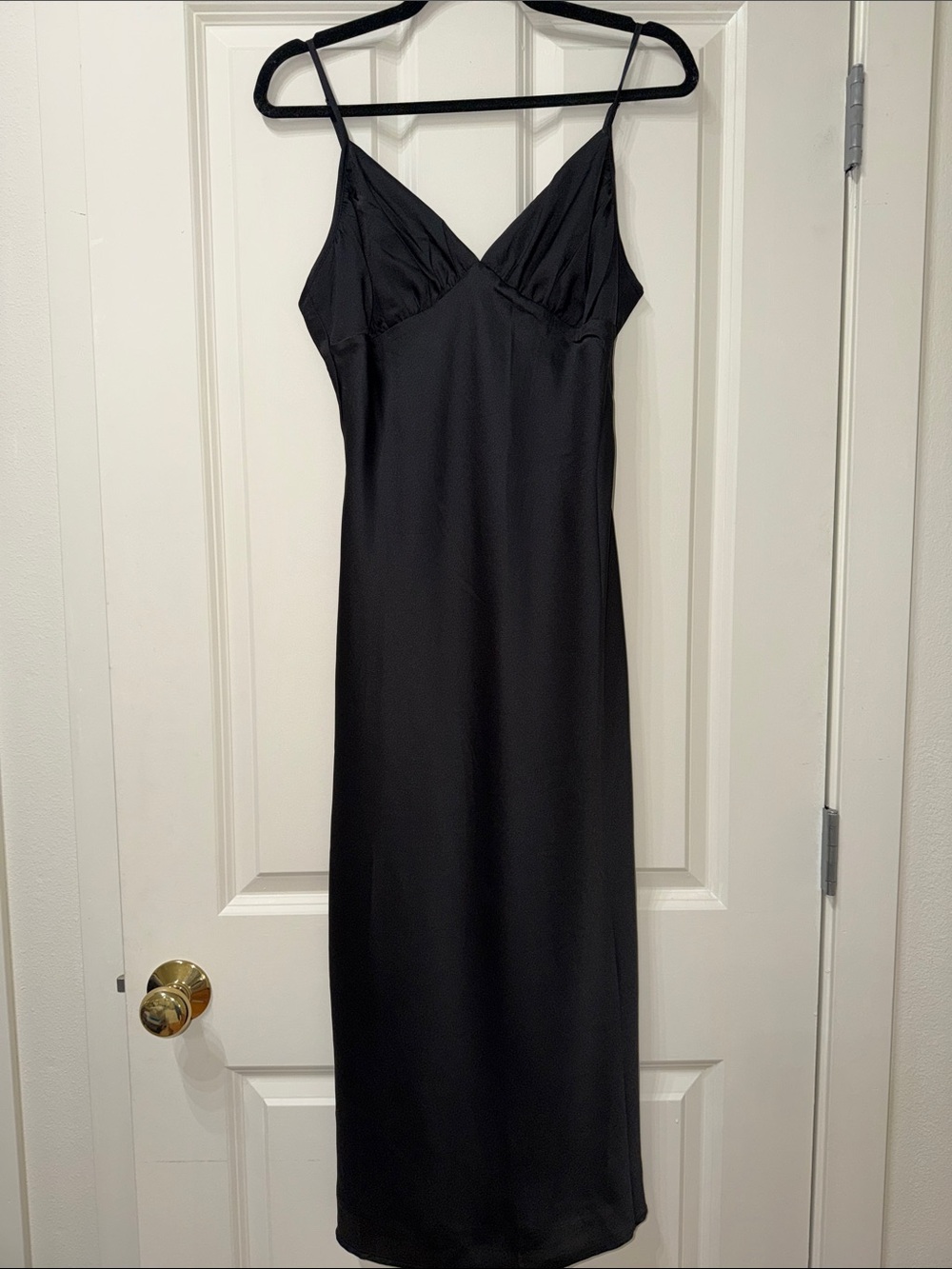 Abercrombie & Fitch Black Midi Slip Dress with Spaghetti Straps